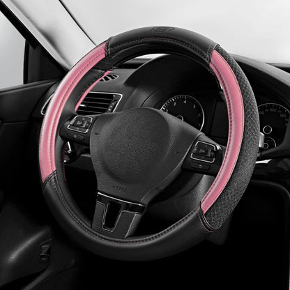 Skechers Air-Cooled Steering Wheel Cover,Leather Car Steering Wheel Cover Universal Fit 14" 1/2-15" Car Wheel Protector for Men Women Fit Suvs,Vans,Sedans,Car,Trucks,Black
