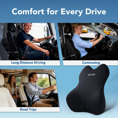 Patented Lumbar Support Pillow for Car, Truck Accessories Travel Essentials, Memory Foam Back Cushion for Driving Seat, Back Pain Relief,Washable Cover, Lower Back Support Fits Most Cars(Black)