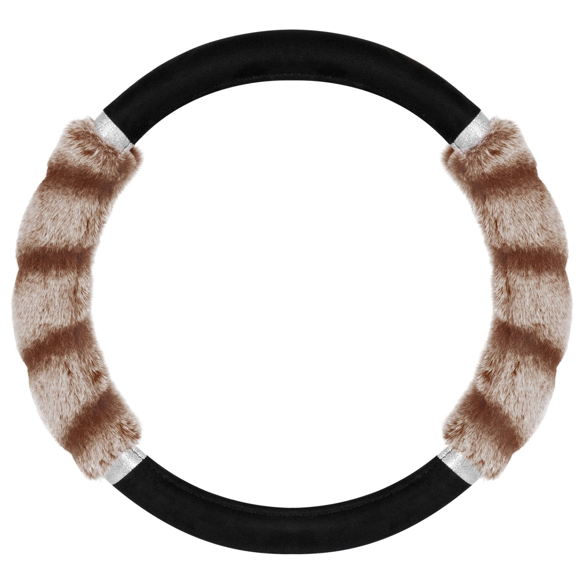 BDK Black Genuine Leather Steering Wheel Cover Large 15.5 to 16 inch