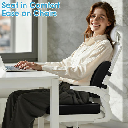 CushZone Seat Cushion and Lumbar Support Pillow for Office Chair, Black