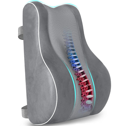 CloudBliss Lumbar Support Pillow, Memory Foam for Office Chair, Black