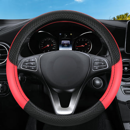 Blue Embroidery Butterfly Car Steering Wheel Cover,14.5-15 Inch Universal Leather Covers Breathable Anti-Slip Odorless Steering Wheels Accessories for Men Women