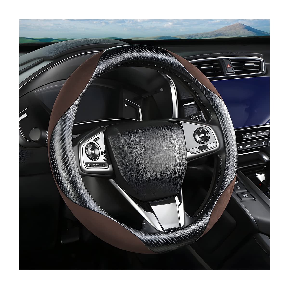 Moly Magnolia 15 Inch Car Steering Wheel Cover, Black-1