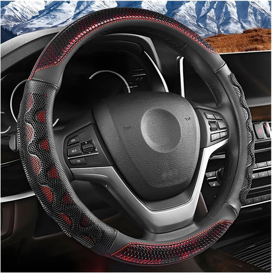 Car Steering Wheel Cover, 3D Honeycomb Anti-Slip Breathable, Red