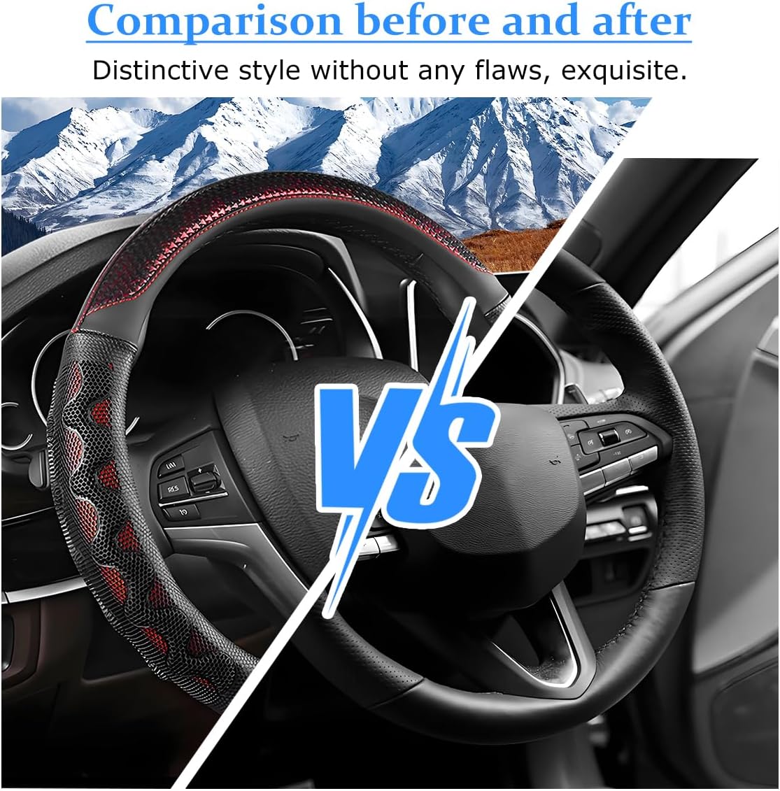 Car Steering Wheel Cover, 3D Honeycomb Anti-Slip Breathable, Red
