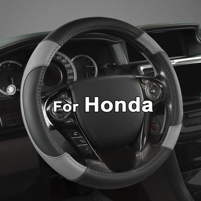 GIANT PANDA Microfiber Leather Steering Wheel Cover for Honda Accord,Civic,CR-V,HR-V,Pilot(Diamond-Pattern-Black-Standard Size)