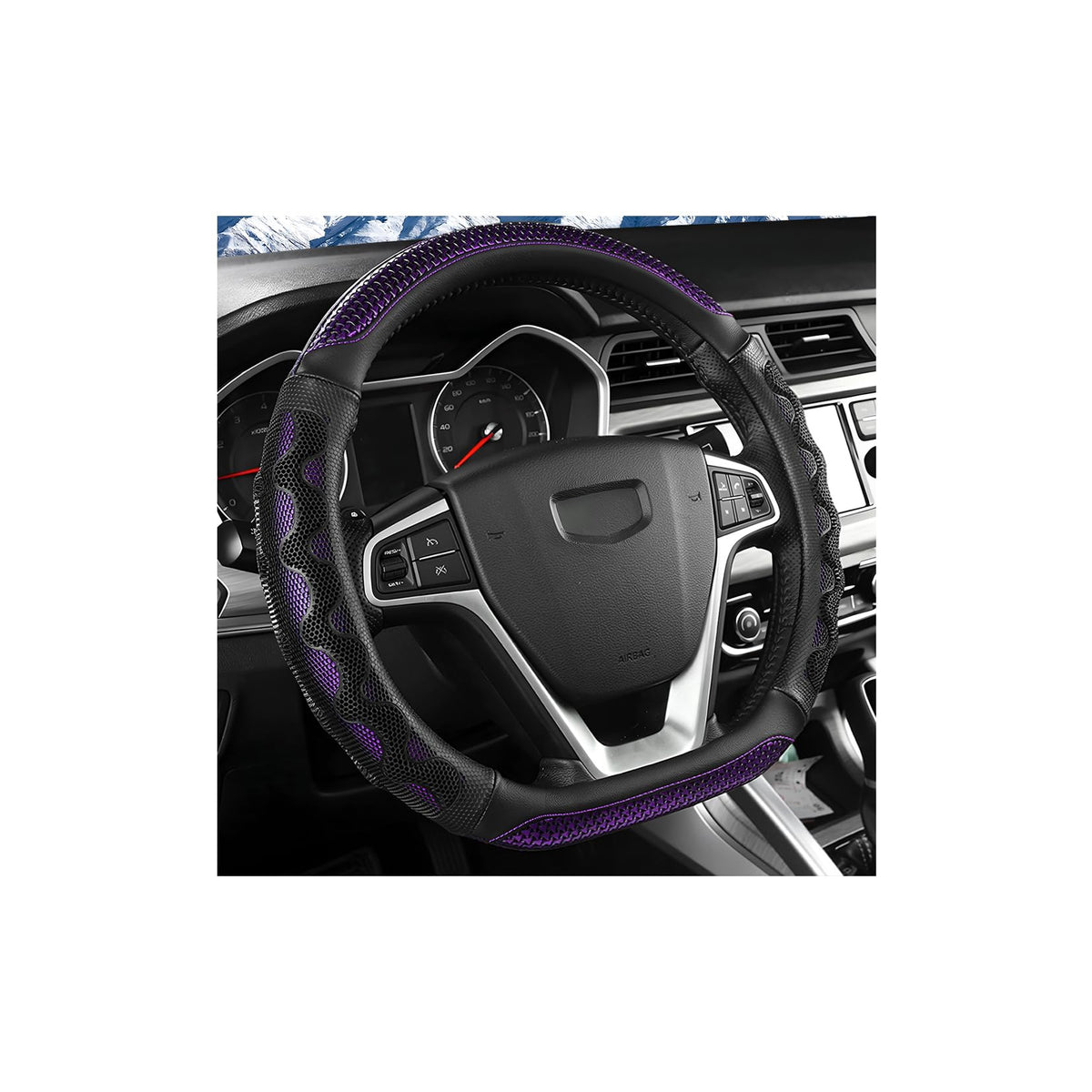 Car Steering Wheel Cover, 3D Honeycomb Anti-Slip Breathable, Red