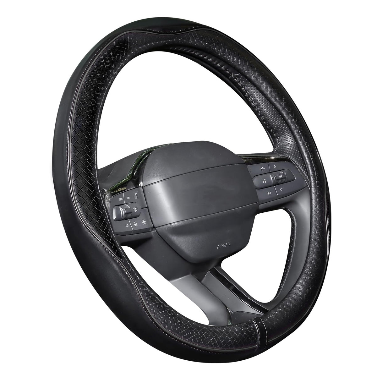 Rueesh Steering Wheel Cover Microfiber Leather Universal for 14.5-15 Inch