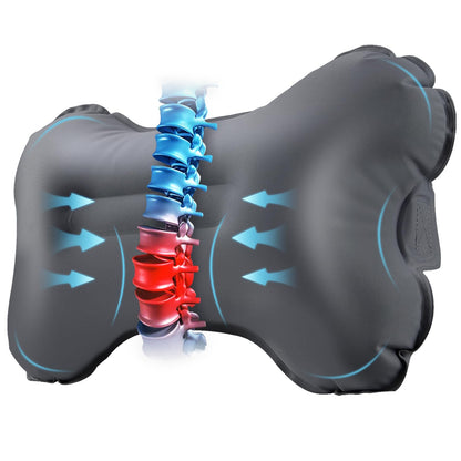 Mixtrend Travel Lumbar Pillow – Inflatable Memory Foam Back Support Pillow for Airplane, Car, Office, Long Flight, Ergonomic Travel Cushion for Lower Back Pain Relief – for Men, Women, Kids, Black