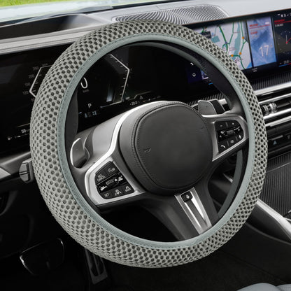 Car Steering Wheel Cover, Steering Wheel Accessories, 15 Inch Microfiber Leather Carbon Fiber Soft Anti-Slip Breathable, Car Accessories Elastic Non-Slip Cover for Most Vehicles