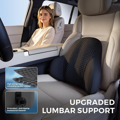 BABUR Gel Lumbar Support Pillow for Car, Lower Back Support Pain Relief