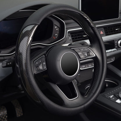 KAFEEK Carbon Fiber Steering Wheel Cover for Men, Car Accessories, Black