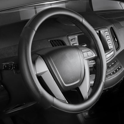 SEG Direct Steering Wheel Cover 14.5-15 inch Heavy-Duty, Black and Beige