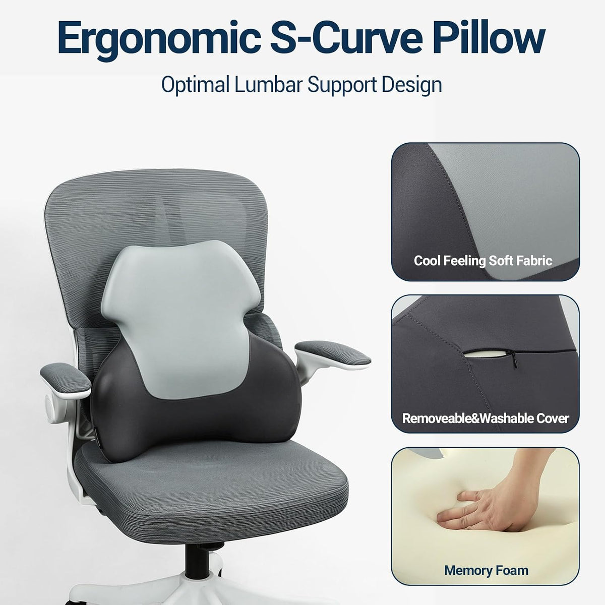 Season Guard Back Support Pillow, Lumbar Pain Relief Cushion for Office/Car