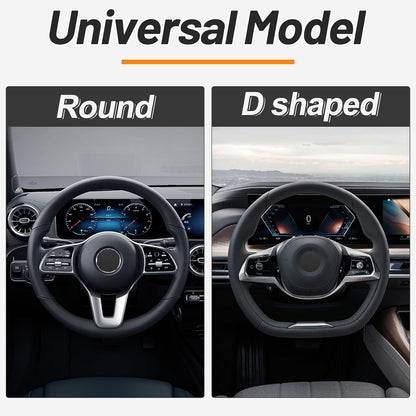 KAFEEK Elastic Stretch Steering Wheel Cover, Universal 15 Inch, Black