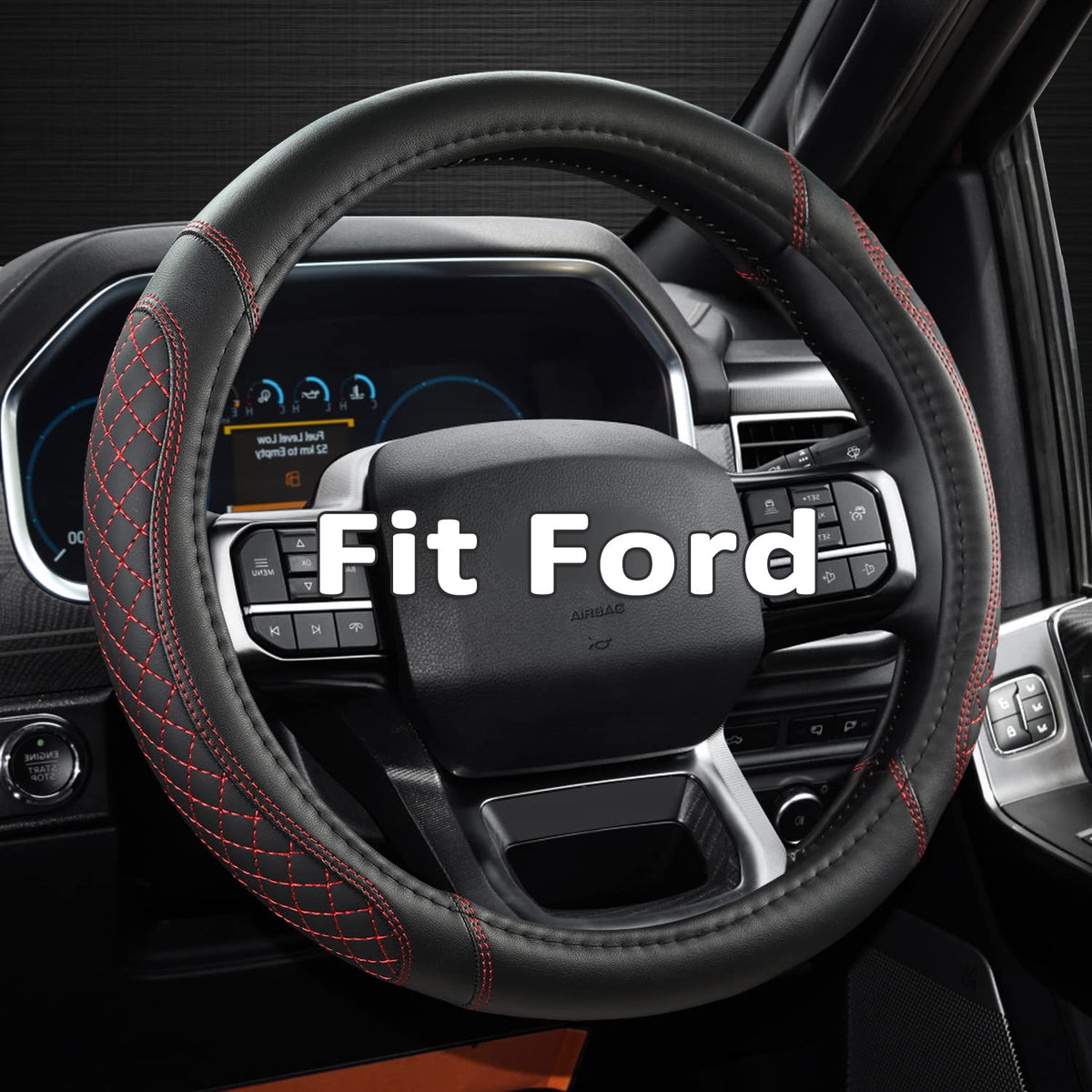 West Llama Customized Auto Car Steering Wheel Cover for Ford F-150, F-250, F-350, Expedition (Black)