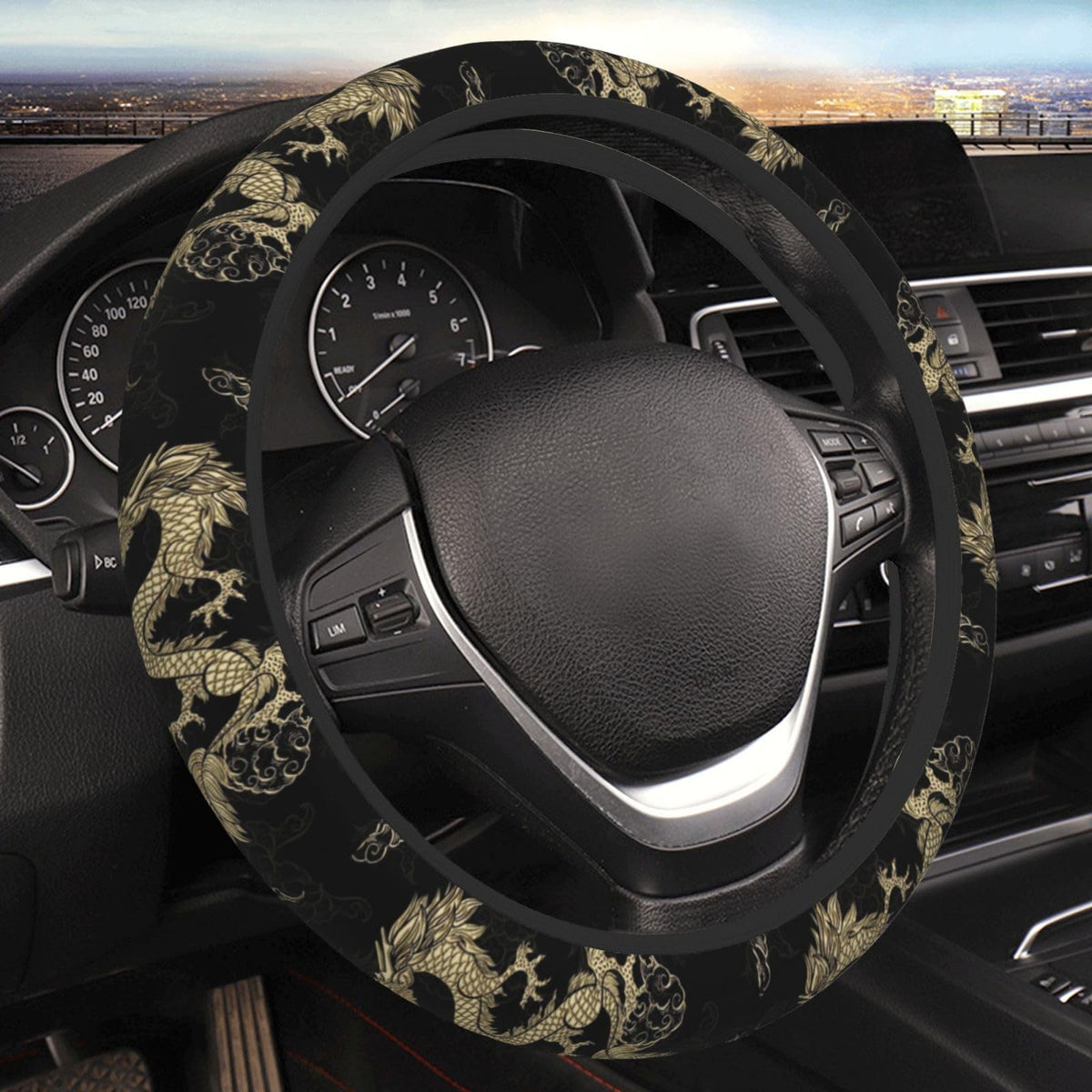 Black Leopard Cheetah Steering Wheel Cover for Women Girls
