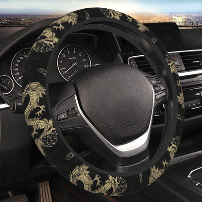 Black Leopard Cheetah Steering Wheel Cover for Women Girls