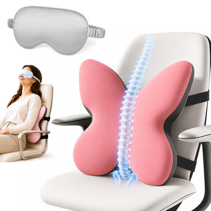 Memory Foam Lumbar Support Pillow,Back Support for Office Chair,Back Pillow for Chair,Ergonomic Lower Back Cushion for Desk Chair,Computer Chair,Gaming Chair and Car Seat,Washable Cover(Pink)