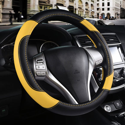 Leather Car Steering Wheel Cover, Universal Fit for Most Cars, Beige