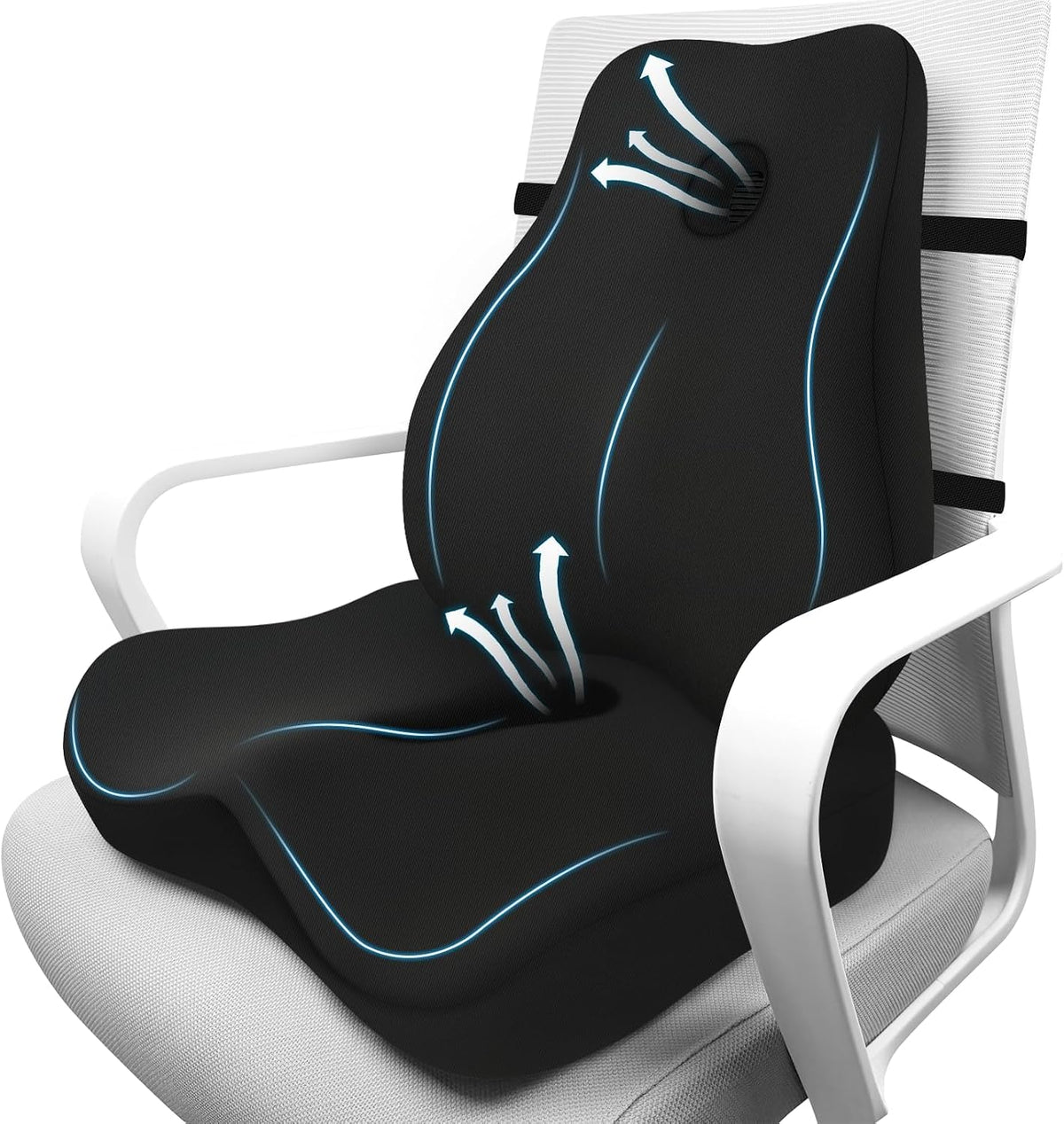 Lumbar Support Pillow & Seat Cushion for Office Chair, Memory Foam Office Chair Cushion for Tailbone Pain Relief and Lower Back Support, Ergonomic Desk Chair Cushion for Gaming,Wheelchair,Home