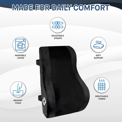 Samsonite Lumbar Support Pillow Mid and Lower Back with Cooling – Office Chair Back Cushion, Gaming Chair, Desk Chair, Car Seat Lumbar, Work from Home Office Accessories, Black with Cooling
