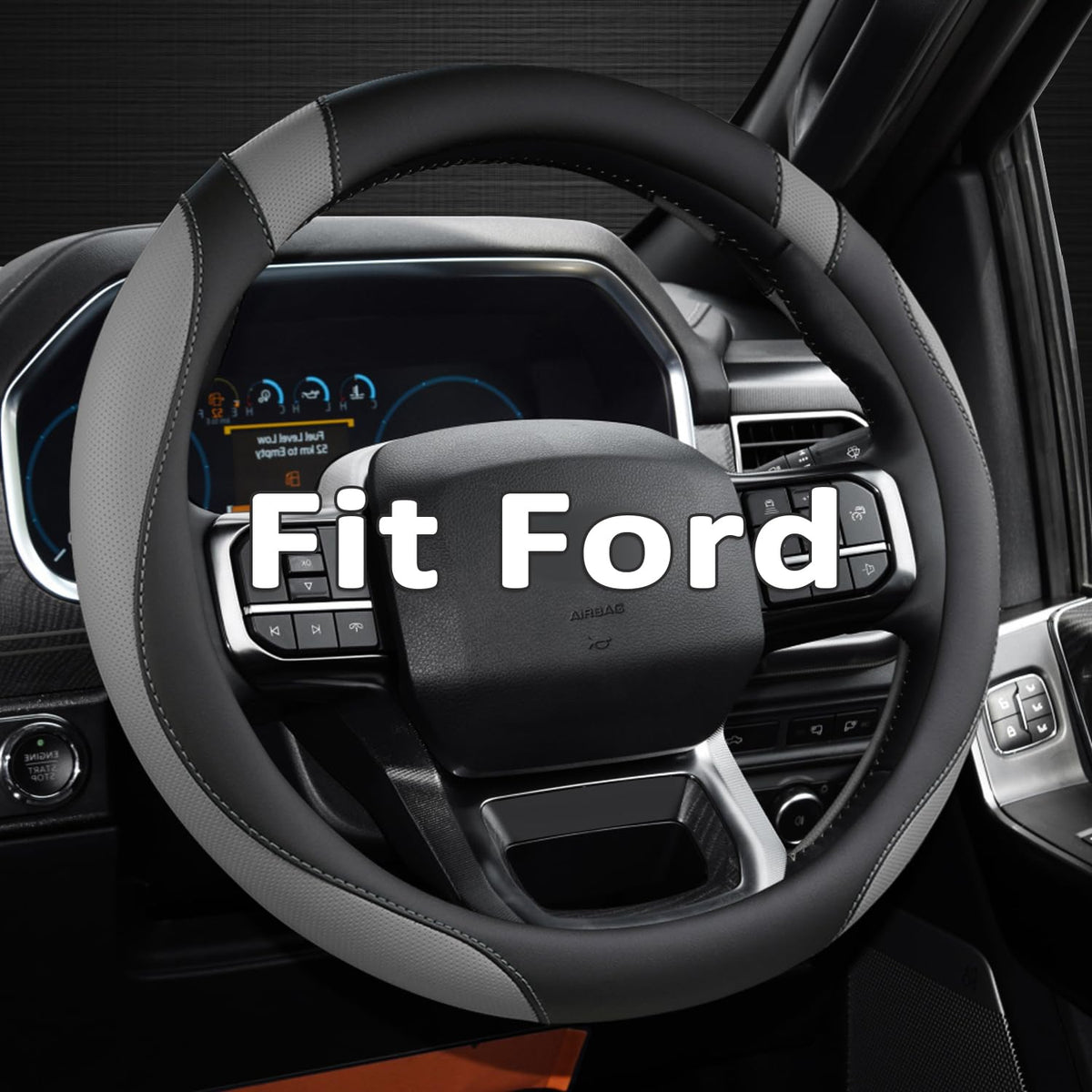 West Llama Customized Auto Car Steering Wheel Cover for Ford F-150, F-250, F-350, Expedition (Black)