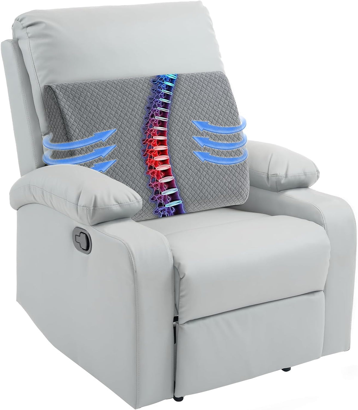 HOMBYS Lumbar Support Pillow for Recliner Chair, Memory Foam Back Support Cushion for Elderly,Extra Large Lumbar Support Pillow,Thick Backrest for Home Reading (Grey, 20“x13.5"x5")