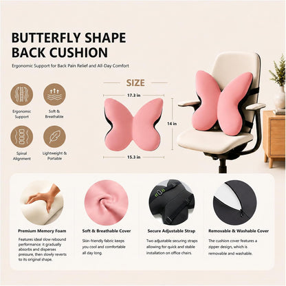Memory Foam Lumbar Support Pillow,Back Support for Office Chair,Back Pillow for Chair,Ergonomic Lower Back Cushion for Desk Chair,Computer Chair,Gaming Chair and Car Seat,Washable Cover(Pink)