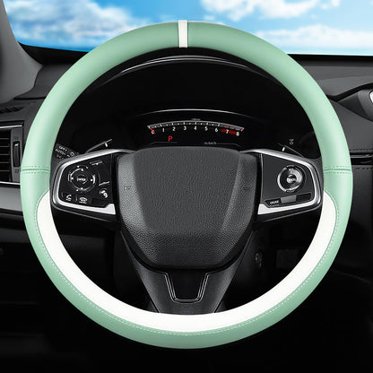 Blue Embroidery Butterfly Car Steering Wheel Cover,14.5-15 Inch Universal Leather Covers Breathable Anti-Slip Odorless Steering Wheels Accessories for Men Women