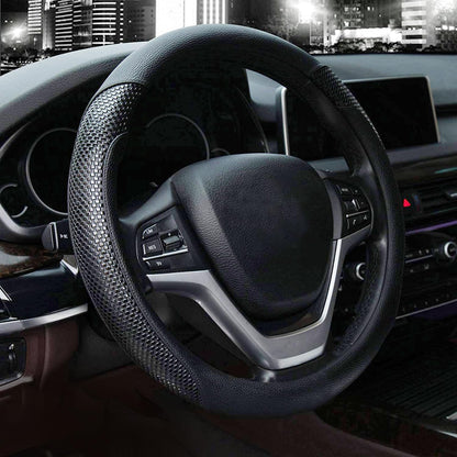 Valleycomfy Microfiber Leather Steering Wheel Covers Universal 15 inch (Gray)