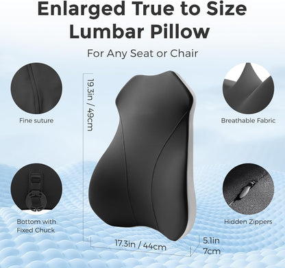 BABUR Lumbar Support Pillow for Car, Back Cushion Support for Driving Seat