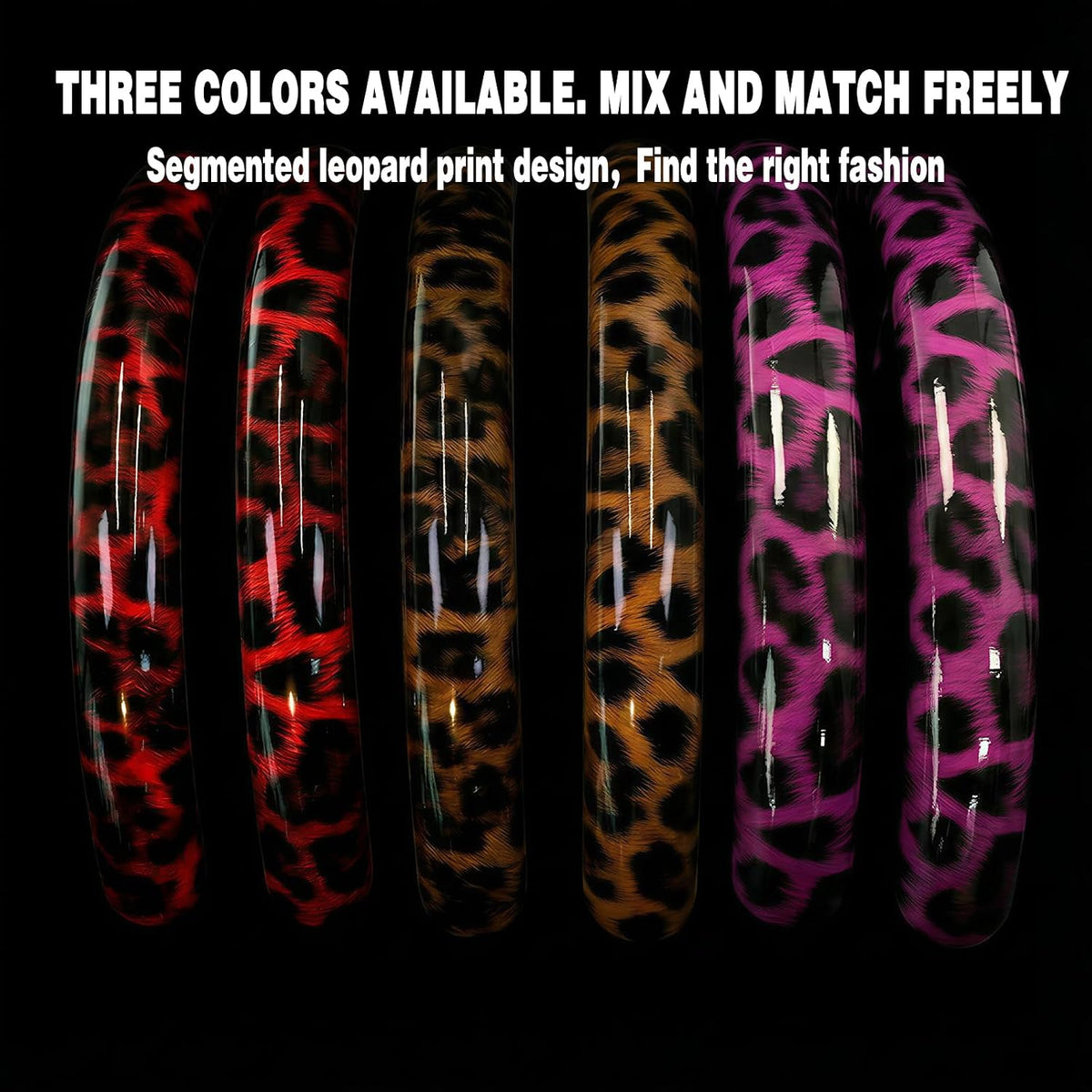 Leopard Print Steering Wheel Cover for Women, 2-Piece Snap-On