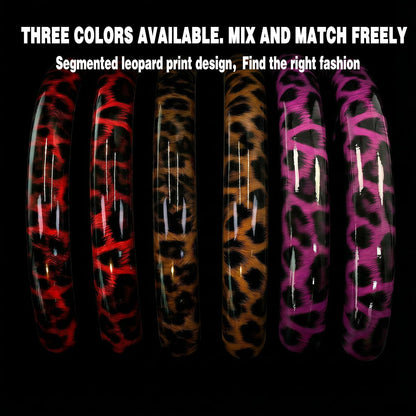 Leopard Print Steering Wheel Cover for Women, 2-Piece Snap-On
