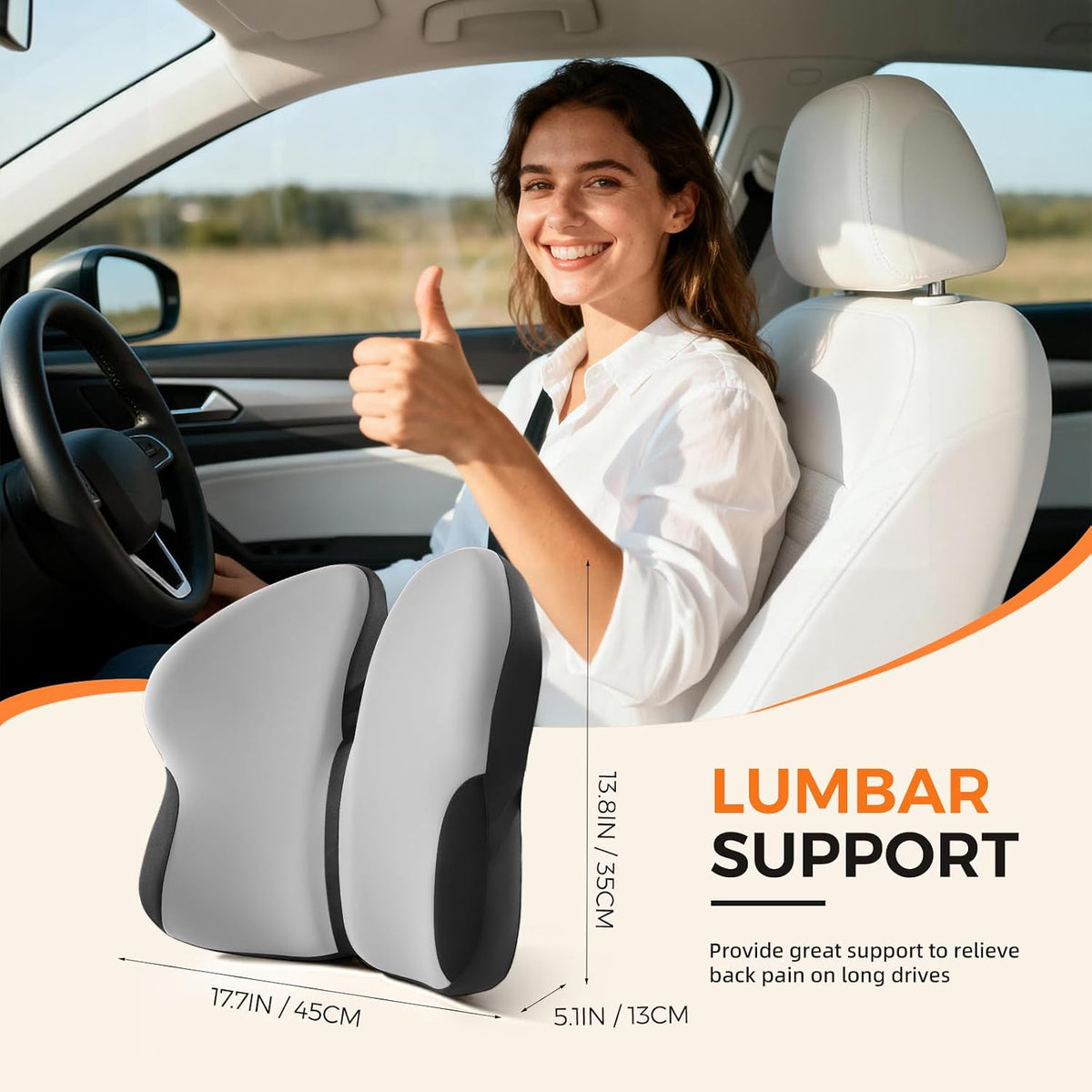 BEBAS Ergonomic Memory Foam Lumbar Support Pillow for Car & Office Chair