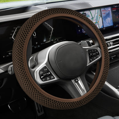 Car Steering Wheel Cover, Steering Wheel Accessories, 15 Inch Microfiber Leather Carbon Fiber Soft Anti-Slip Breathable, Car Accessories Elastic Non-Slip Cover for Most Vehicles