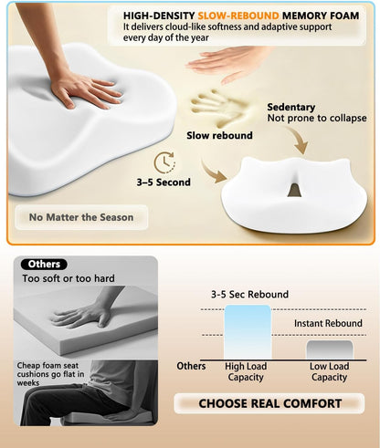 Lumbar Support Pillow & Seat Cushion for Office Chair, Memory Foam Office Chair Cushion for Tailbone Pain Relief and Lower Back Support, Ergonomic Desk Chair Cushion for Gaming,Wheelchair,Home
