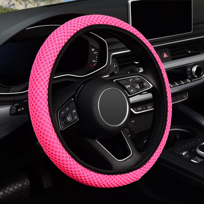 KAFEEK Elastic Stretch Steering Wheel Cover, Universal 15 Inch, Black