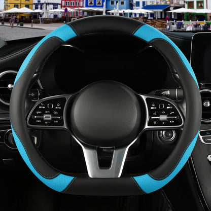 Black Orange Microfiber Leather Steering Wheel Cover 15 inch