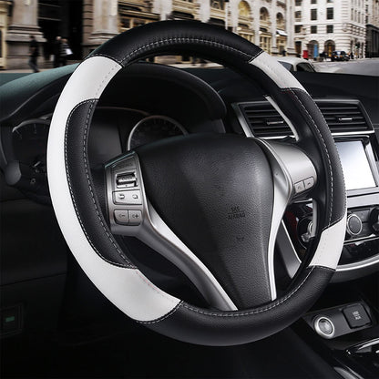 Leather Car Steering Wheel Cover, Universal Fit for Most Cars, Beige