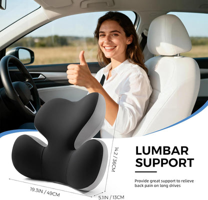 BEBAS Ergonomic Memory Foam Lumbar Support Pillow for Car, BlackGray