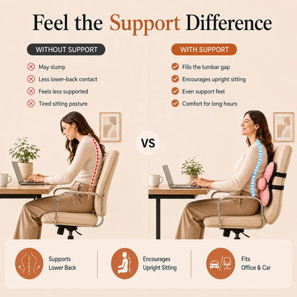 Lumbar Support Pillow for Office Chair & Car, Desk Chair Back Cushion,,Pink