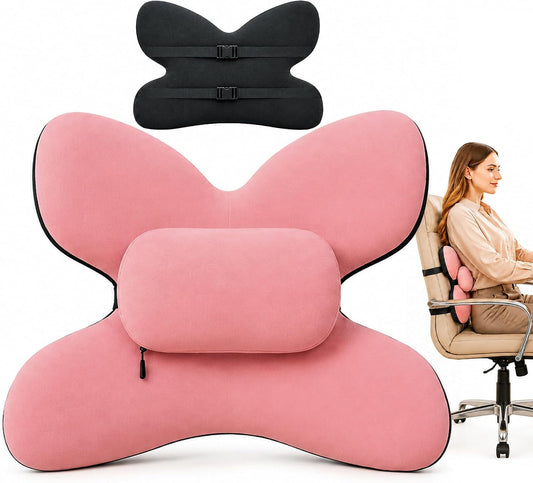 Lumbar Support Pillow for Office Chair & Car, Desk Chair Back Cushion,,Pink