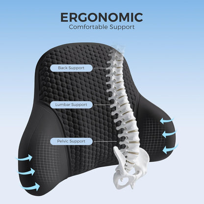 BABUR Gel Lumbar Support Pillow for Car, Lower Back Support Pain Relief