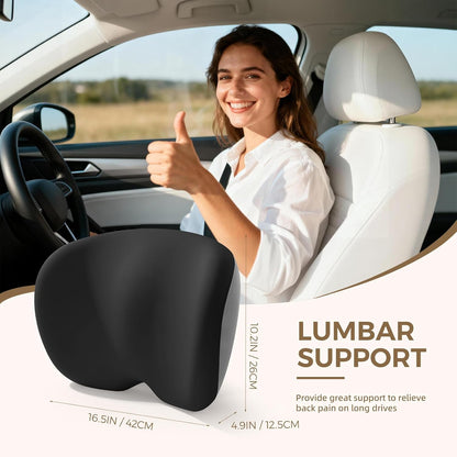 BEBAS Ergonomic Memory Foam Lumbar Support Pillow for Car, BlackGray