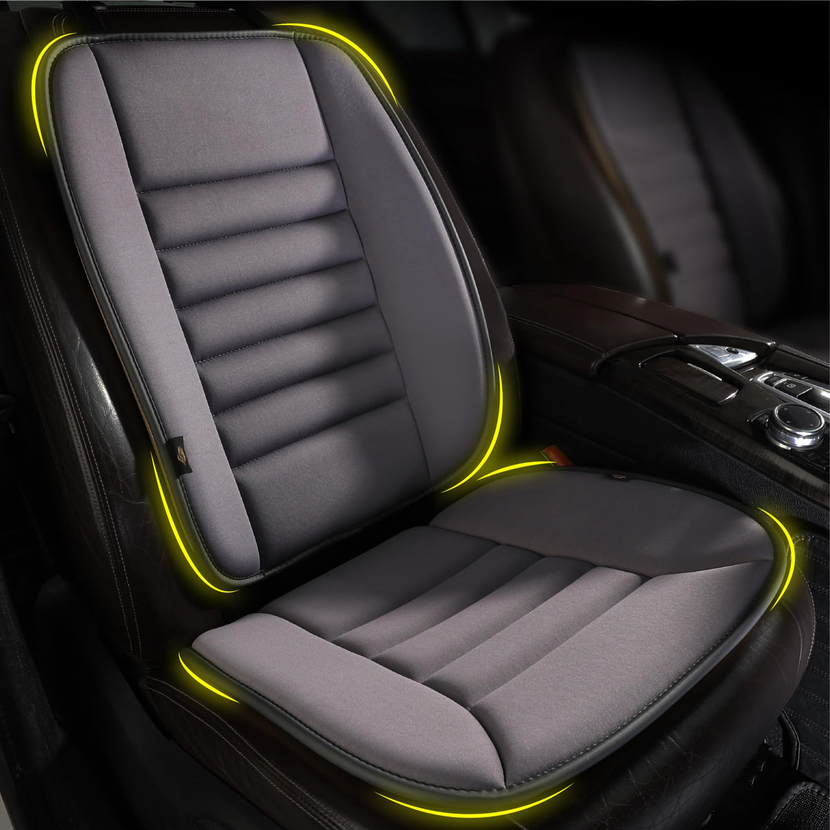 kingphenix Car Seat Cushion with Back Support Pillow, Memory Foam, Black