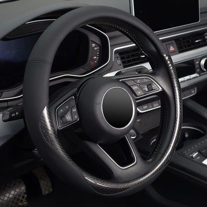 KAFEEK Carbon Fiber Steering Wheel Cover for Men, Car Accessories, Black