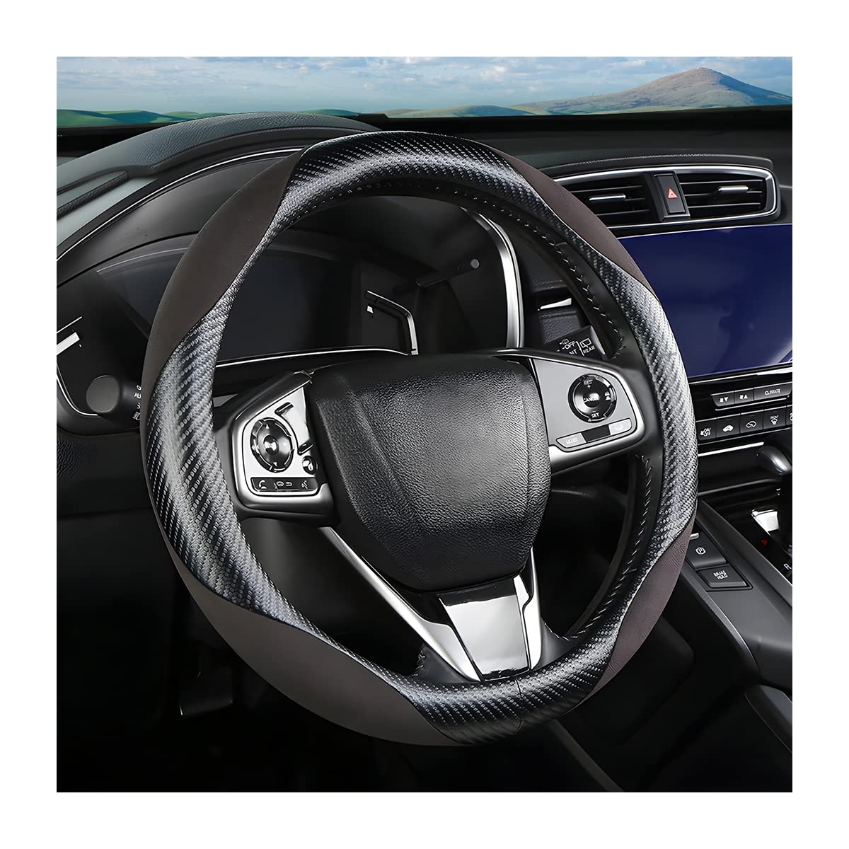 Moly Magnolia 15 Inch Car Steering Wheel Cover, Black-1