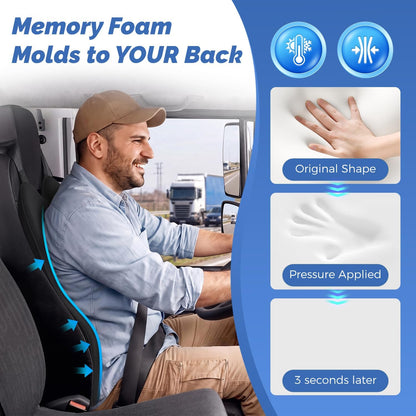 Lumbar Support Pillow for Car – Memory Foam Whole Back Relief