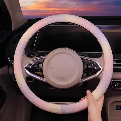 Blue Embroidery Butterfly Car Steering Wheel Cover,14.5-15 Inch Universal Leather Covers Breathable Anti-Slip Odorless Steering Wheels Accessories for Men Women